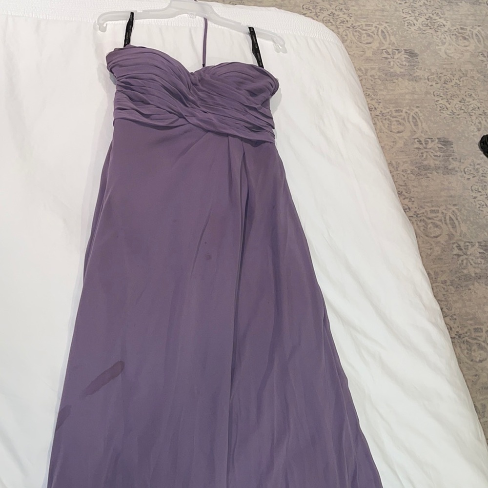 Strapless purple gown